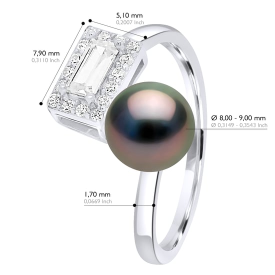 Verstelbare ring Cubic Zirconia - Echte Teelt Tahiti Parels Rond 8-9 mm - Image 2