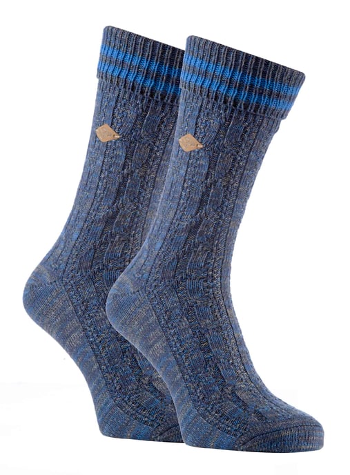 2-pack Heren Katoenen Kabelgebreide Boot Dress Sokken met Omgeslagen Top - Image 1