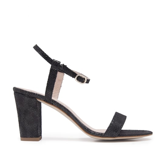 Leather Sandals Heel for Women Heeled Black Shoes Eva Lopez