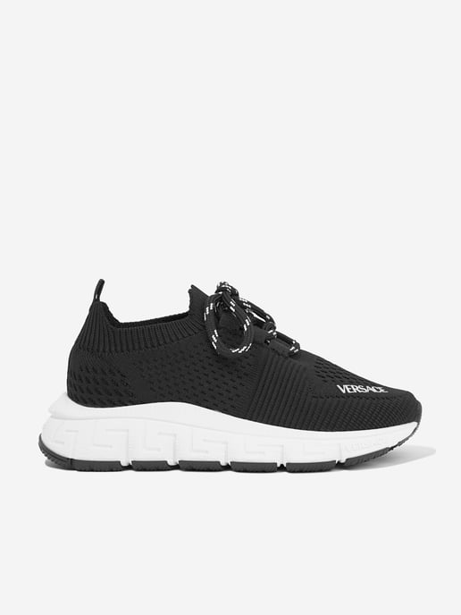 Versace Kids Logo Slip On Trainers in Black