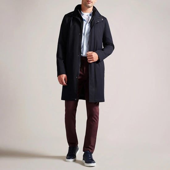 Ted Baker Erolson Mantel met trechterhals in Navy - Image 5