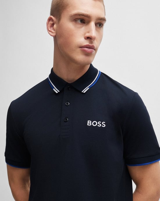 BOSS Green Paddy Pro Heren Katoenmix Poloshirt Met Contrast Logo NOS - Image 2