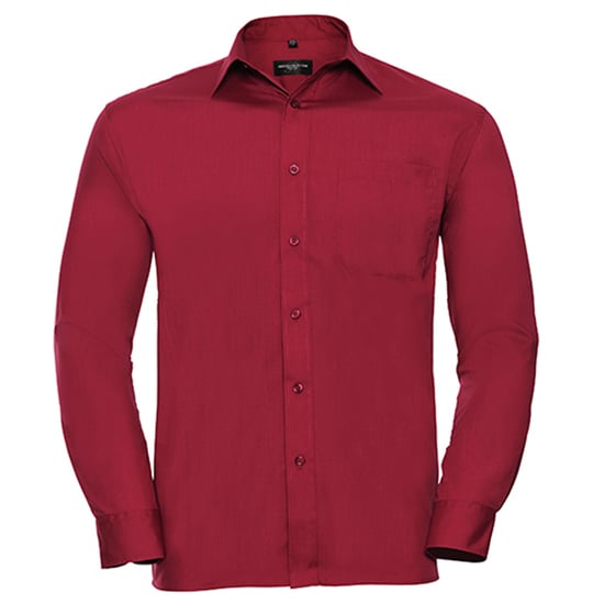 Russell Collection Heren Klassiek Polycotton Overhemd Met Lange Mouwen (Klassiek rood) - Image 1