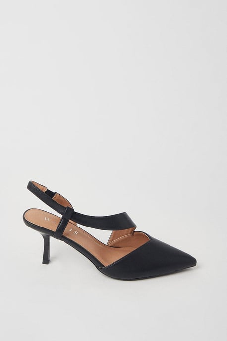 Evelyn Asymmetric Slingback Kitten Heel Court Shoes - Image 2