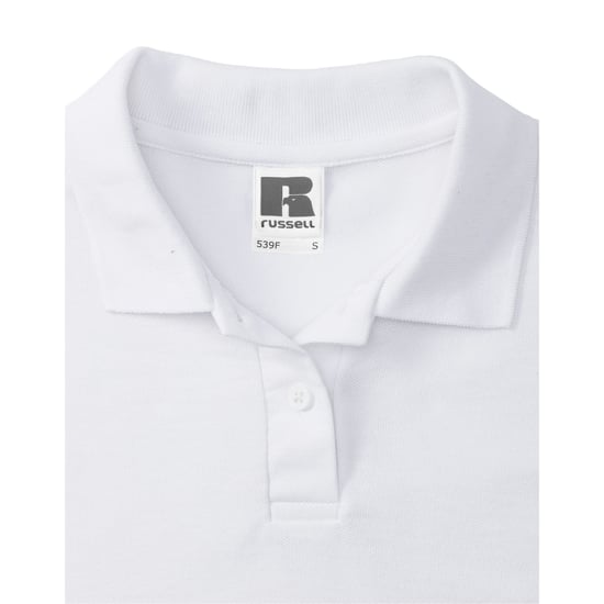 Russell Dames/Dames Piqué Poloshirt (Wit) - Image 4