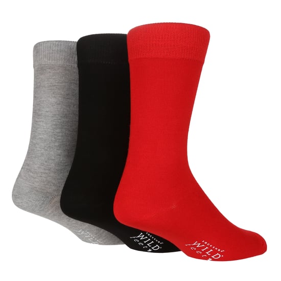 Wild Feet - Set van 3 bamboesokken voor heren | Vlak - Rood / Grijs - Image 1