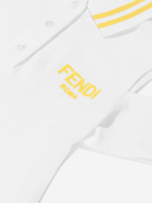 Fendi Meisjes Logo Polo Jurk in Wit - Image 3