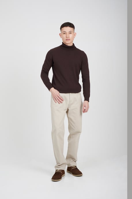 Chocolate 'Hume' Roll Neck Jumper