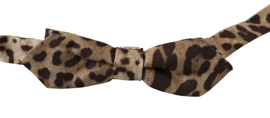Silk Leopard Print Adjustable Bow Tie