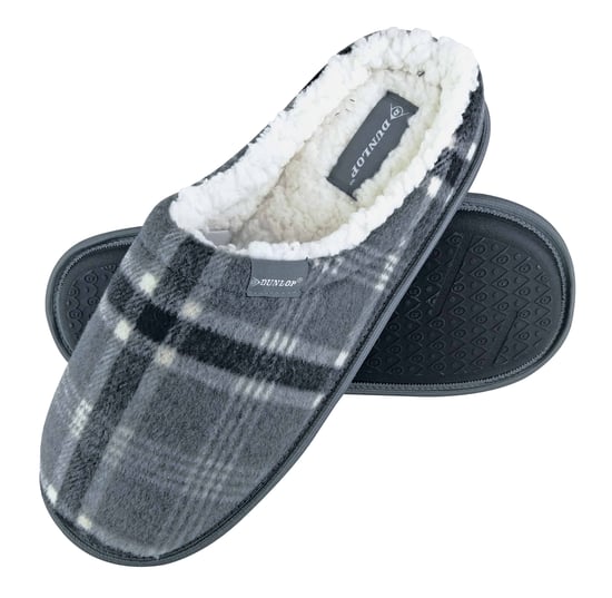 Dunlop - Heren Warm Pluche Fleece Gevoerde Instap Slippers met Geruit Patroon - Image 1