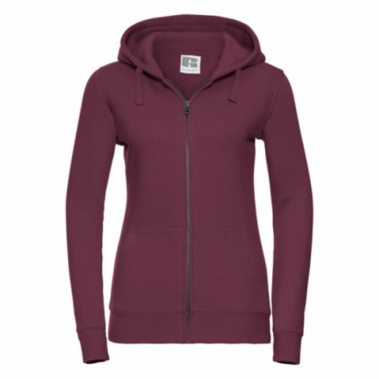 Russell Dames Premium Authentieke Hoodie met rits (3-laagse stof) (Bourgondië) - Image 1