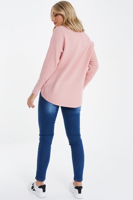 Pink Light Knit Buttoned Jumper