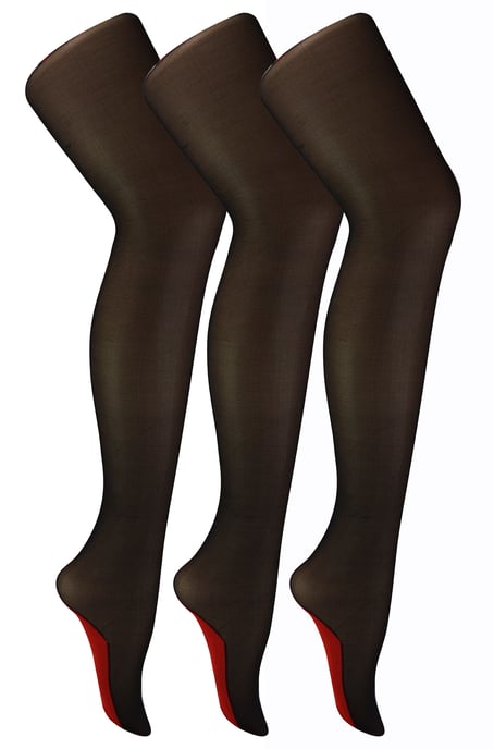 Sock Snob - Womens Seamed Panty's 3 Pack 40 Denier - Zwart / Rood - Image 1