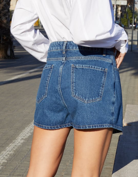 Mid Blue 'Miami' Wrap Front Denim Skort