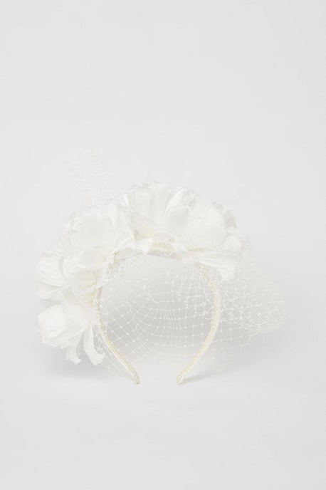 Flower And Mesh Netting Bridal Headband