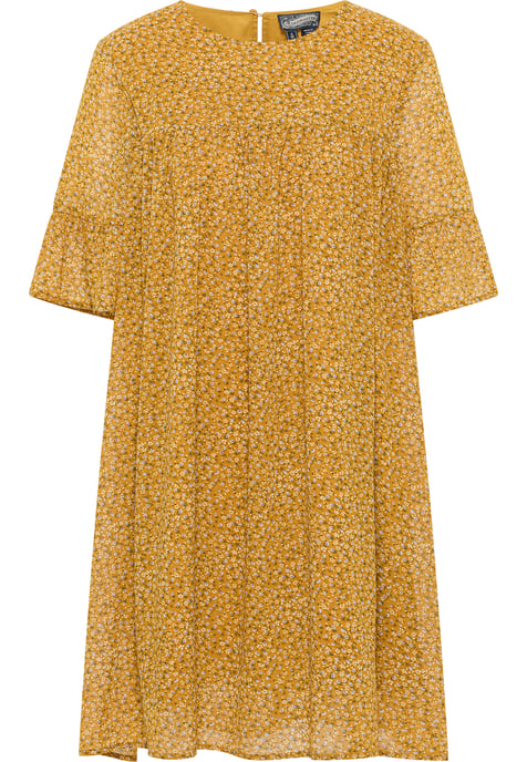 Dreimaster Jurk Dames Donkergeel veelkleurig - Image 1
