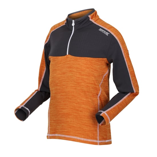 Regatta Childrens/Kids Hewley Recycled Half Zip Fleece Top (Orange Pepper/Seal Grey)