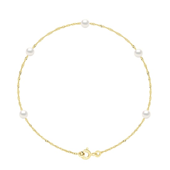 Bracelet - 5 Real Cultured Freshwater Pearls Round 4-5 mm