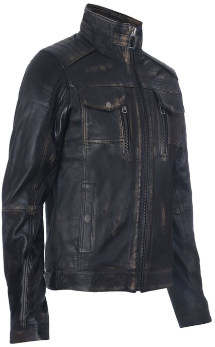 Leather Biker Distressed Motorcycle Jacket