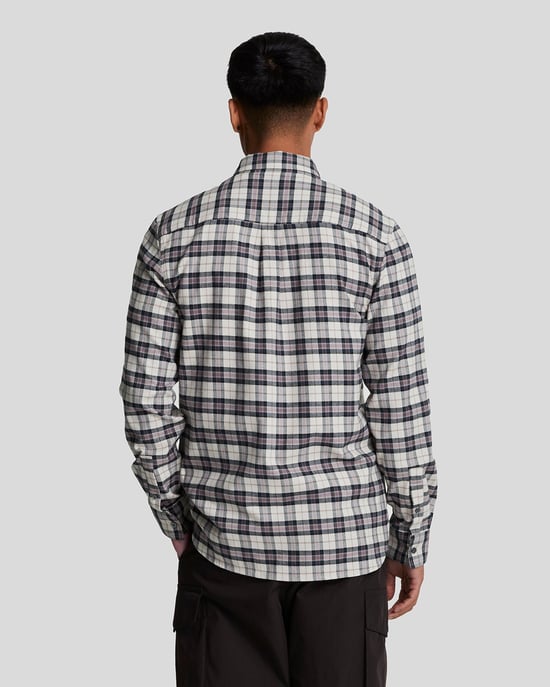 Lyle & Scott geruit flanel marineblauw shirt met lange mouwen - Image 3