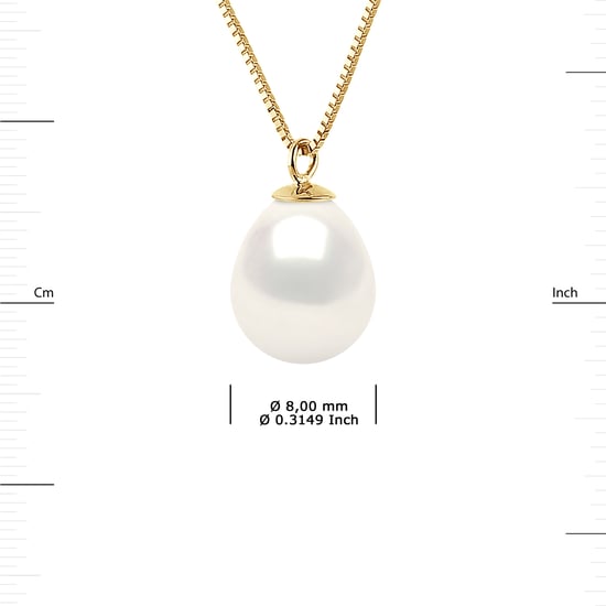 DIADEMA - Necklace - Real Freshwater Pearls - White - Yellow Gold