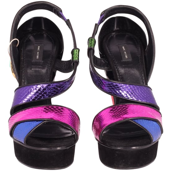Marc Jacobs Kleurblok Hart Platform Hak Sandalen in Multicolour Leer - Image 3