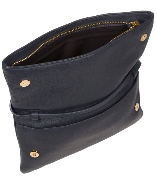 'Selene' Navy Nappa Leather Cross Body Clutch Bag