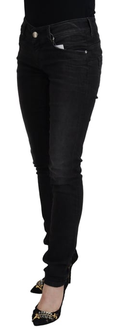 Acht Zwarte Katoenen Lage Taille Slim Fit Dames Casual Denim Damesjeans - Image 2