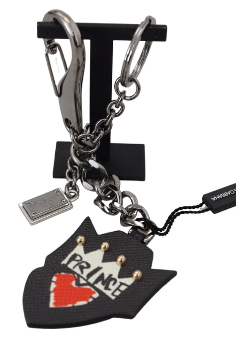 Dolce & Gabbana Black Prince Studs Logo Zilver Messing Heren Sleutelhanger - Image 1