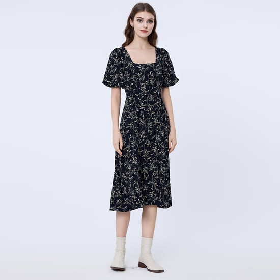 Vierkante halslijn Liberty print jurk - Image 1