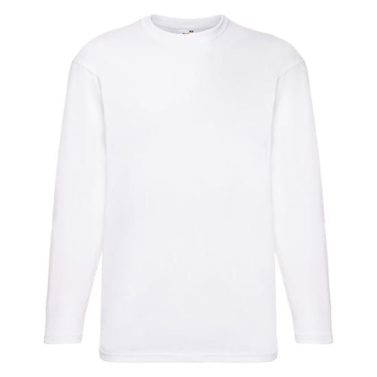 Fruit Of The Loom Heren Valuegewicht T-shirt met ronde hals en lange mouwen (Wit) - Image 1