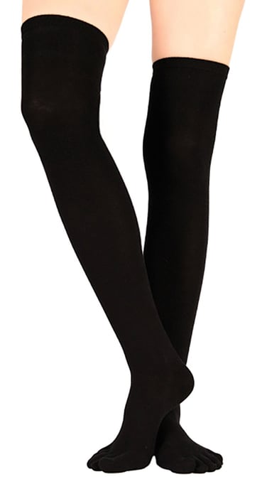 TOETOE - Essentiële Vochtafvoerende Katoenen Overknee Teen Sokken voor Mannen en Dames - Zwart - Image 2