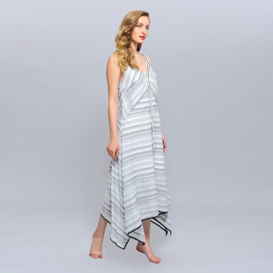 Diagonale strepen strappy midi jurk - Image 4