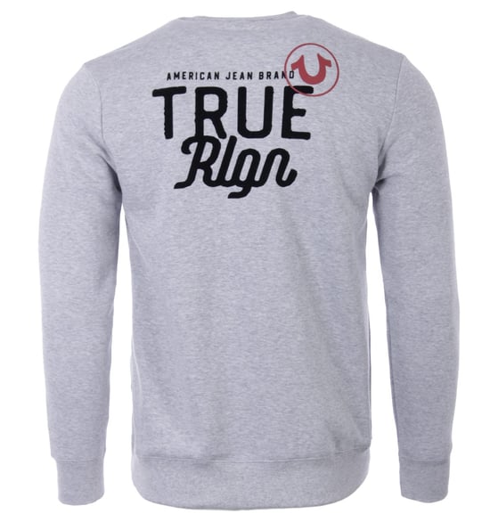 True Religion Flock Logo Crew Neck Sweatshirt  - Heather Grey