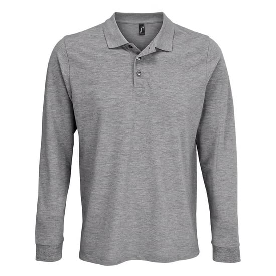 SOLS Unisex poloshirt met lange mouwen van katoen voor volwassenen (Grijze Melange) - Image 1