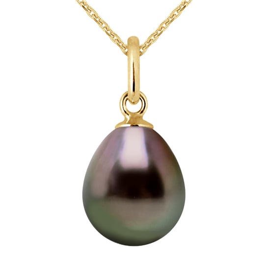 Gelede hanger Tahitian Pearl 9-10 mm Pear Yellow Gold - Image 1