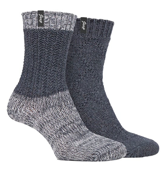Dames Wol Boot Sokken | Jeep | Kabelgebreide Sokken voor Vrouwen, Dikte Geribbelde Gebreide Wintersokken voor Buiten- en Vrijetijdskleding - Antraciet / Crème - Image 1