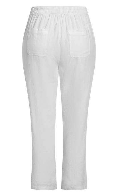 EVANS Women's Relaxed Linen Blend Trouser White - petite