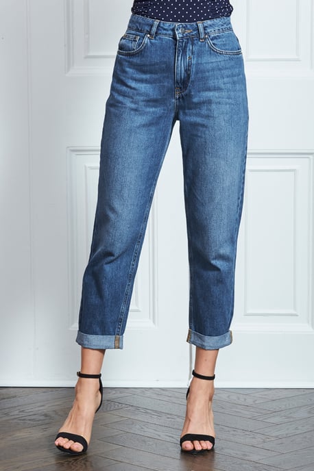 Mid Blue Denim Girlfriend Jeans