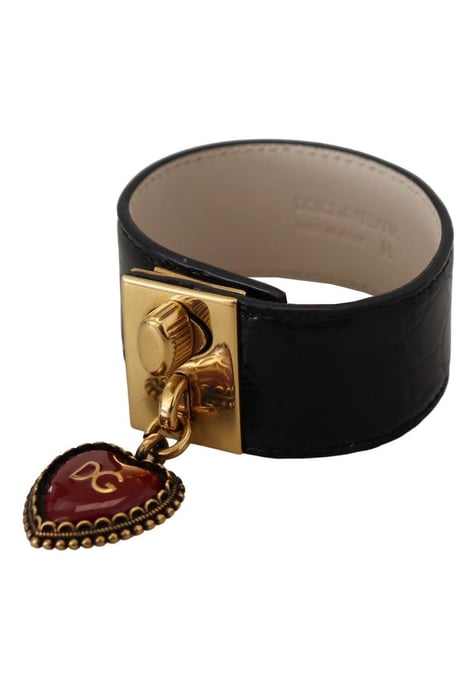 Zwart Lederen Hart Sleutelhanger Armband - Image 1