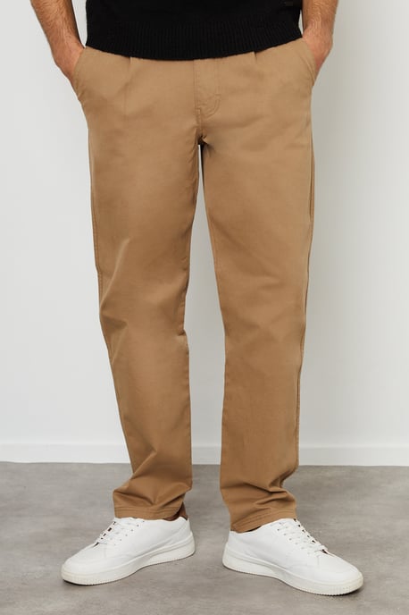 Men's Threadbare Fog Regular Fit Straight Chinos in Dark Stone - Image 1