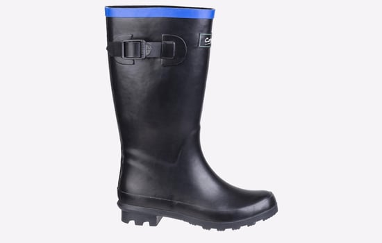 Cotswold Fairweather Rubber Kinderen Zwart/blauwe Regenlaarzen - Image 1
