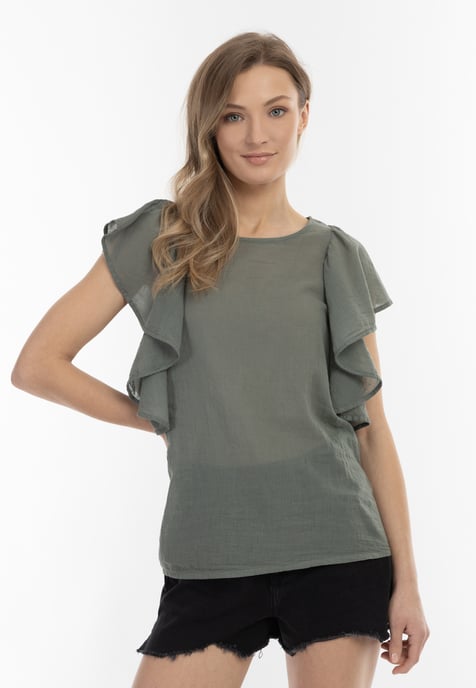 Dreimaster Blouse shirt Dames olijf - Image 3