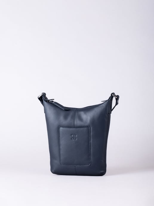 Talkin Medium Leather Cross Body Bag in Navy - Image 1