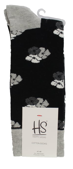 HS by Happy Socks - Heren 3-pack Classic Flower Kousen - Bloem (Zwart) - Image 2