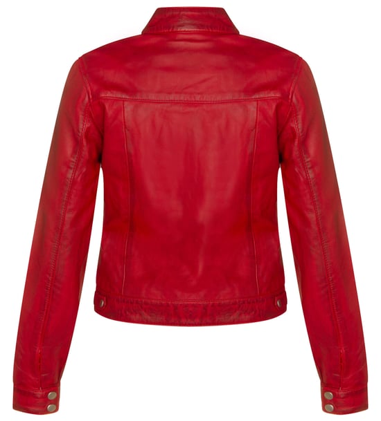 Womens Plain Leather Moto Biker Jacket-Braga