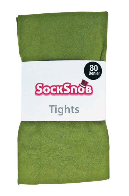 Dames 80 denier ondoorzichtige effen gekleurde panty's - Khaki Green - Image 2