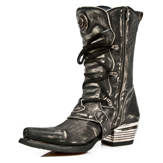 New Rock Men's Grey Dallas Leather Boots- M.7993-S3