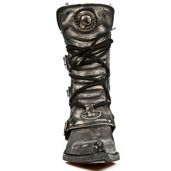 New Rock Men's Grey Dallas Leather Boots- M.7993-S3