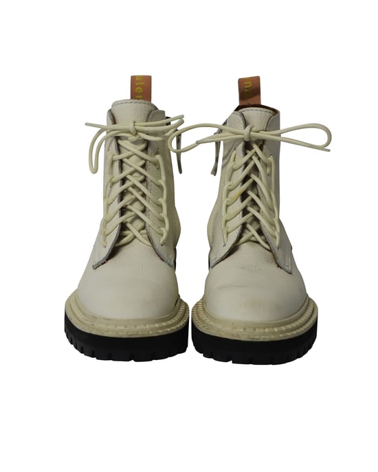 Proenza Schouler Lug Sole Combat Boots in White Calfskin Leather - Image 2